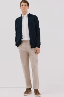 Cortefiel Cárdigan algodón con cashmere cierre cremallera Azul marino Outlet