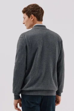 Cortefiel Cárdigan algodón con cashmere cierre cremallera Gris Sale