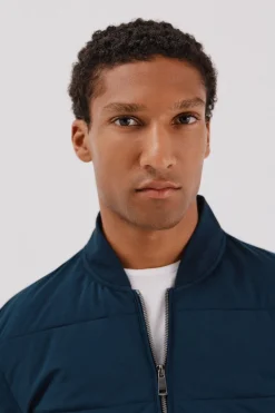 Cortefiel Cárdigan bomber tejido combinado Azul marino Outlet