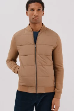 Cortefiel Cárdigan bomber tejido combinado Camel Best