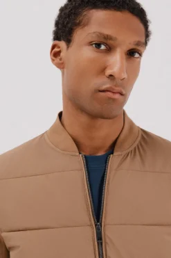 Cortefiel Cárdigan bomber tejido combinado Camel Best