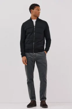 Cortefiel Cárdigan bomber tejido combinado Negro Outlet
