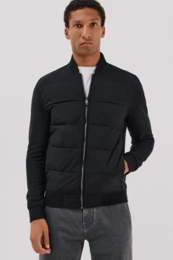 Cortefiel Cárdigan bomber tejido combinado Negro Outlet