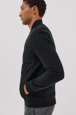 Cortefiel Cárdigan bomber tejido combinado Negro Outlet