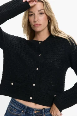 Vero Moda Cárdigan botones plateados Negro Hot