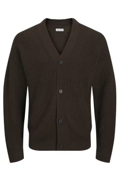 Jack & Jones Cárdigan básico cuello pico marr&oacute;n Discount