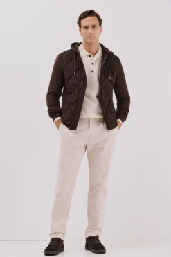 Cortefiel Cárdigan capucha tejido combinado Marr&oacute;n oscuro Discount