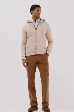 Cortefiel Cárdigan capucha tejido combinado Beige Sale