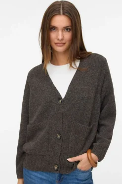 Vero Moda Cárdigan con bolsillos Marr&oacute;n oscuro Online