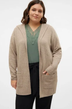 Vero Moda Curve Cárdigan con capucha talla grande Marr&oacute;n Sale