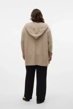 Vero Moda Curve Cárdigan con capucha talla grande Marr&oacute;n Sale