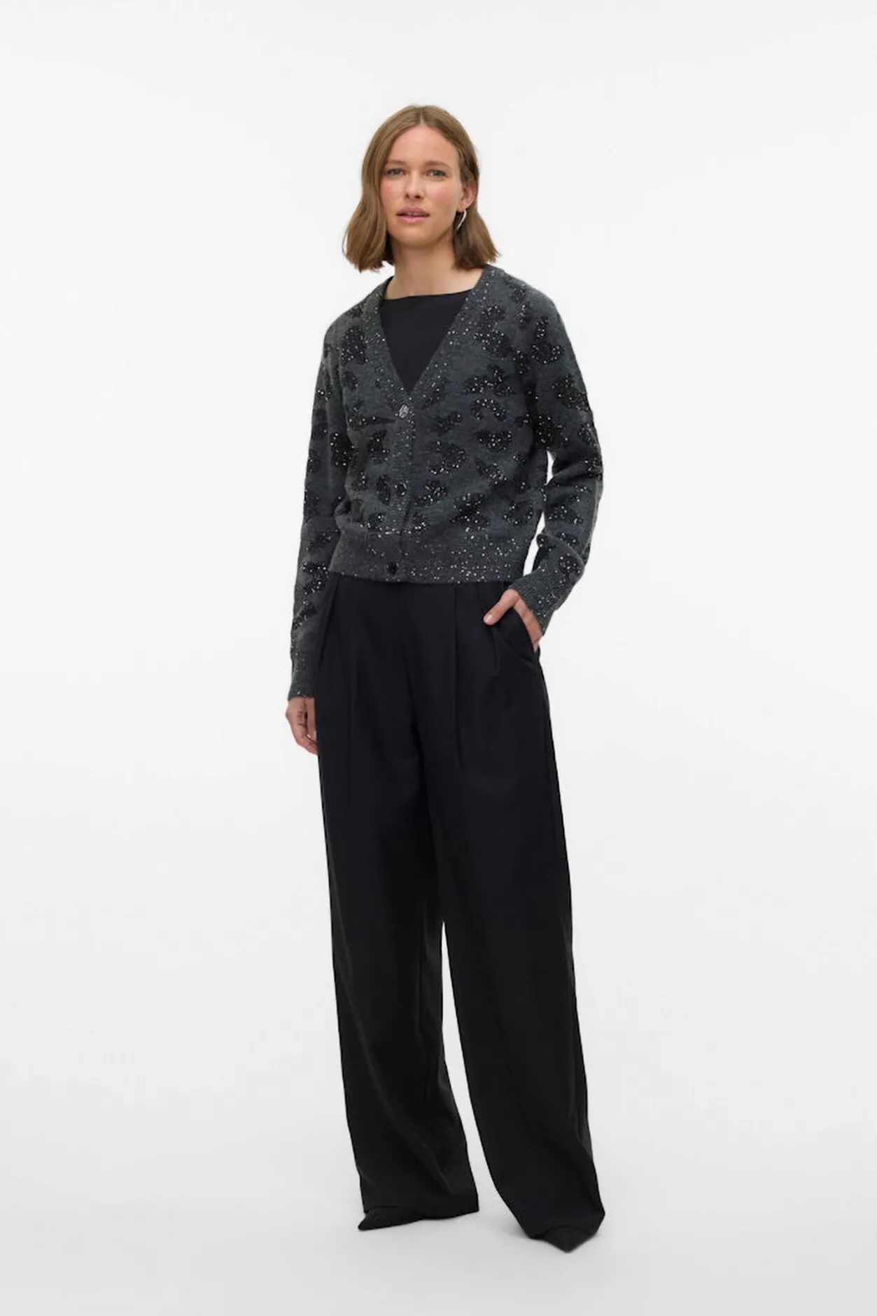 Vero Moda Cárdigan corto de manga larga Gris oscuro Clearance