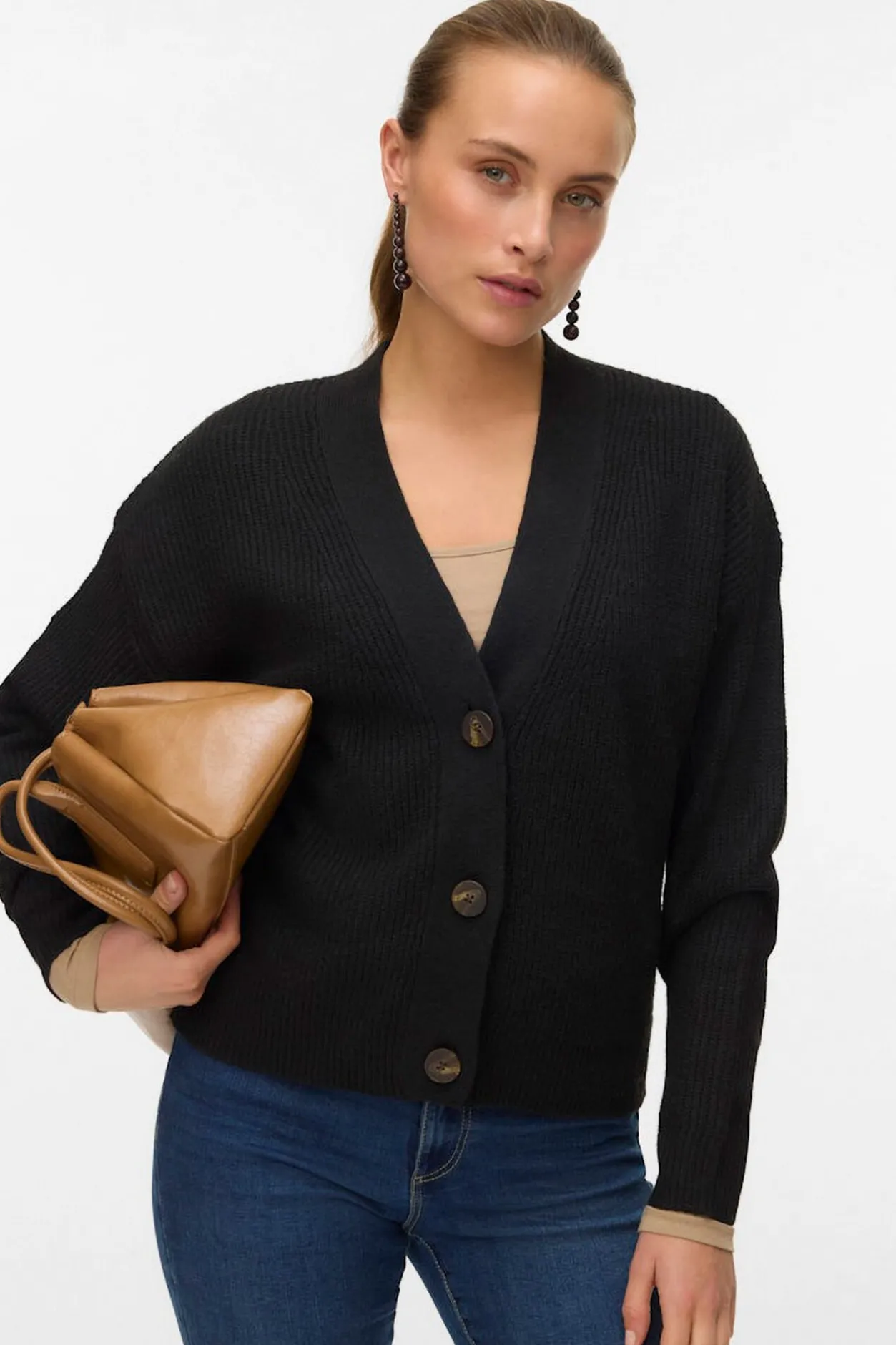 Vero Moda Cárdigan corto de manga larga Negro Discount