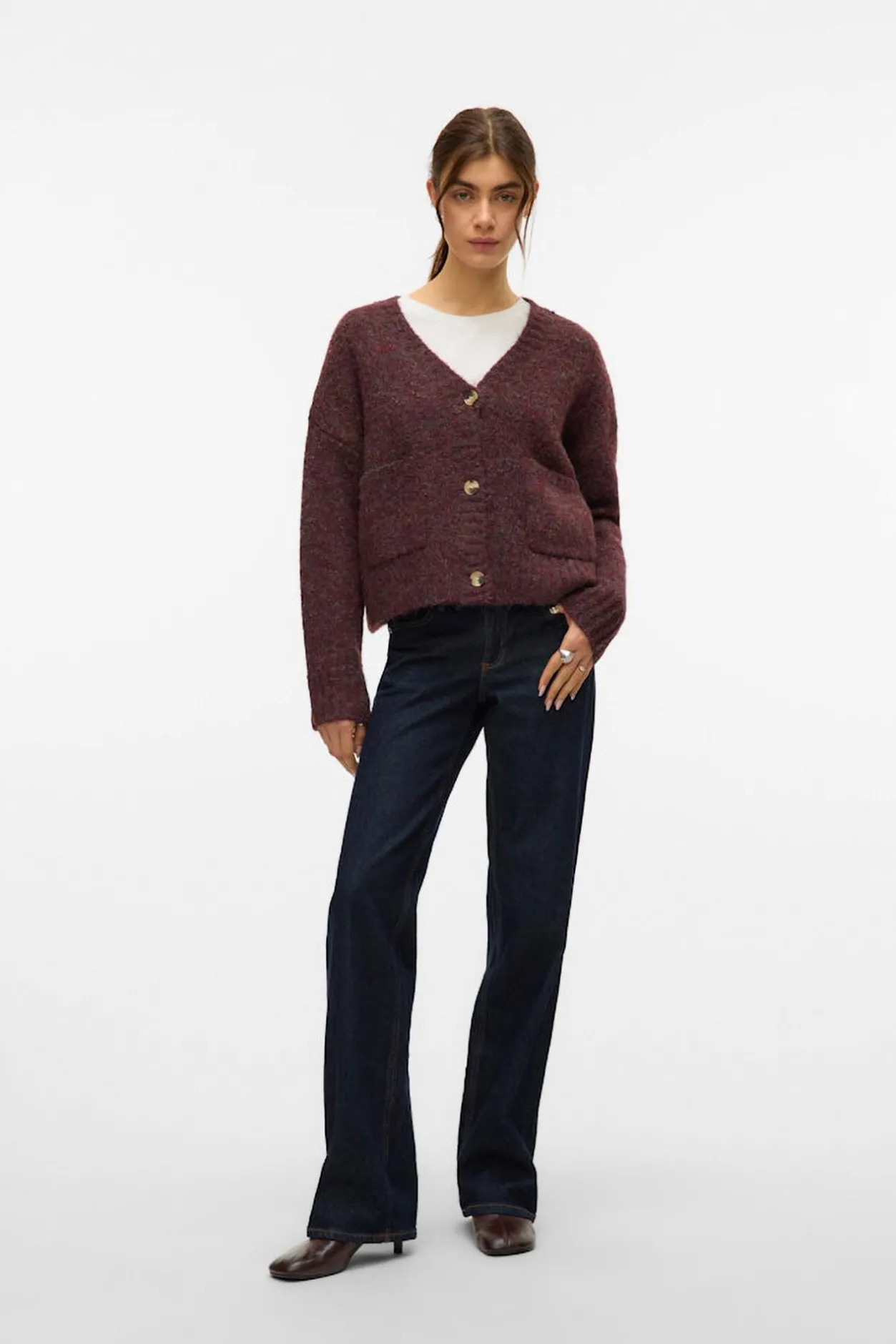 Vero Moda Cárdigan corto de manga larga con bolsillos Morado Discount