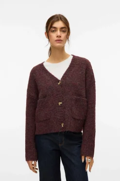 Vero Moda Cárdigan corto de manga larga con bolsillos Morado Discount