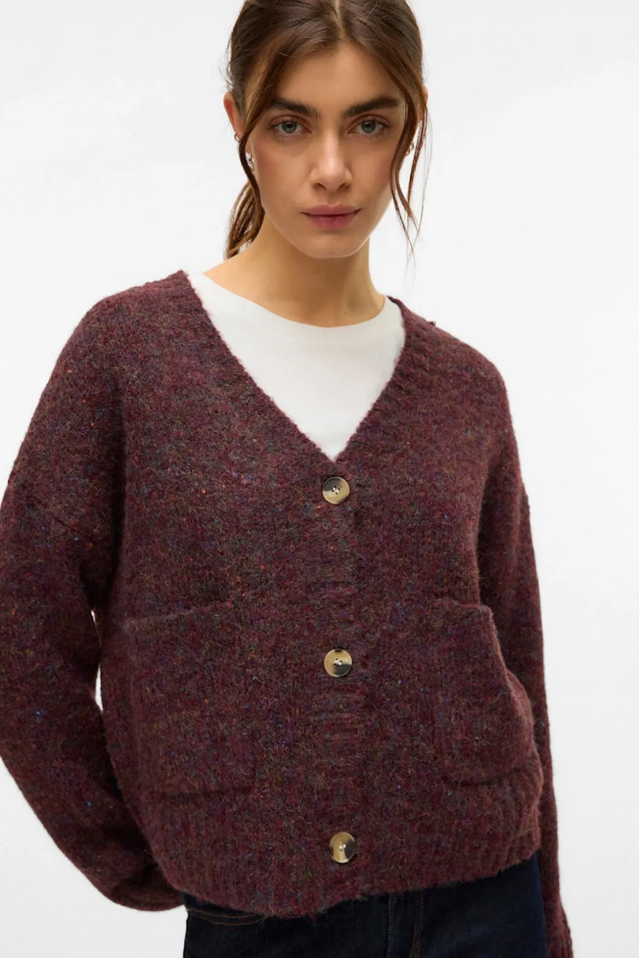 Vero Moda Cárdigan corto de manga larga con bolsillos Morado Discount