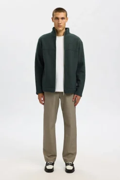 Selected Cárdigan cremallera 100% lana Verde oscuro Outlet