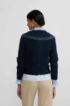 Silbon Cárdigan cuello bobo contraste Azul marino