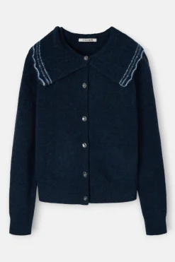 Silbon Cárdigan cuello bobo contraste Azul marino