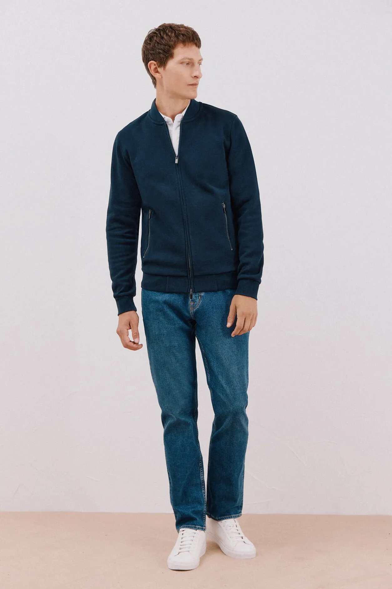 Cortefiel Cárdigan cuello bomber Azul marino Sale