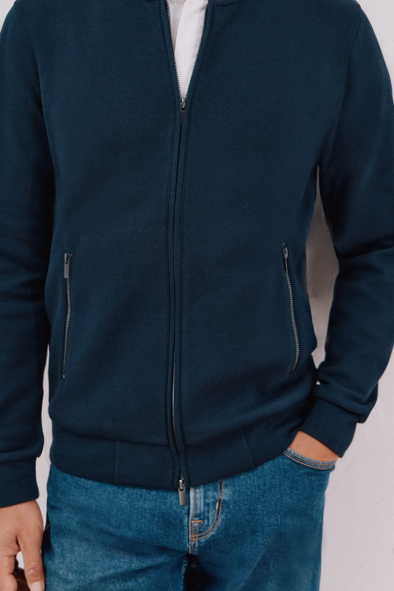 Cortefiel Cárdigan cuello bomber Azul marino Sale