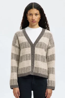 Selected Cárdigan cuello en pico alpaca y lana Gris Clearance