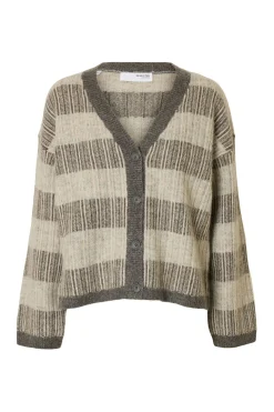 Selected Cárdigan cuello en pico alpaca y lana Gris Clearance