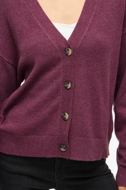 Vila Cárdigan de punto abotonado con viscosa Granate Best