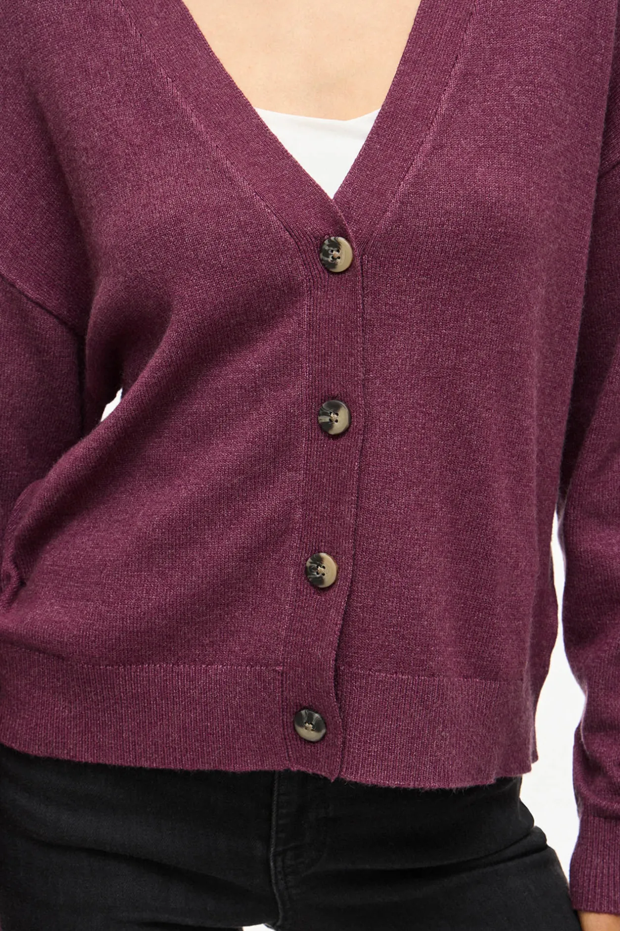 Vila Cárdigan de punto abotonado con viscosa Granate Best