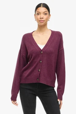 Vila Cárdigan de punto abotonado con viscosa Granate Best