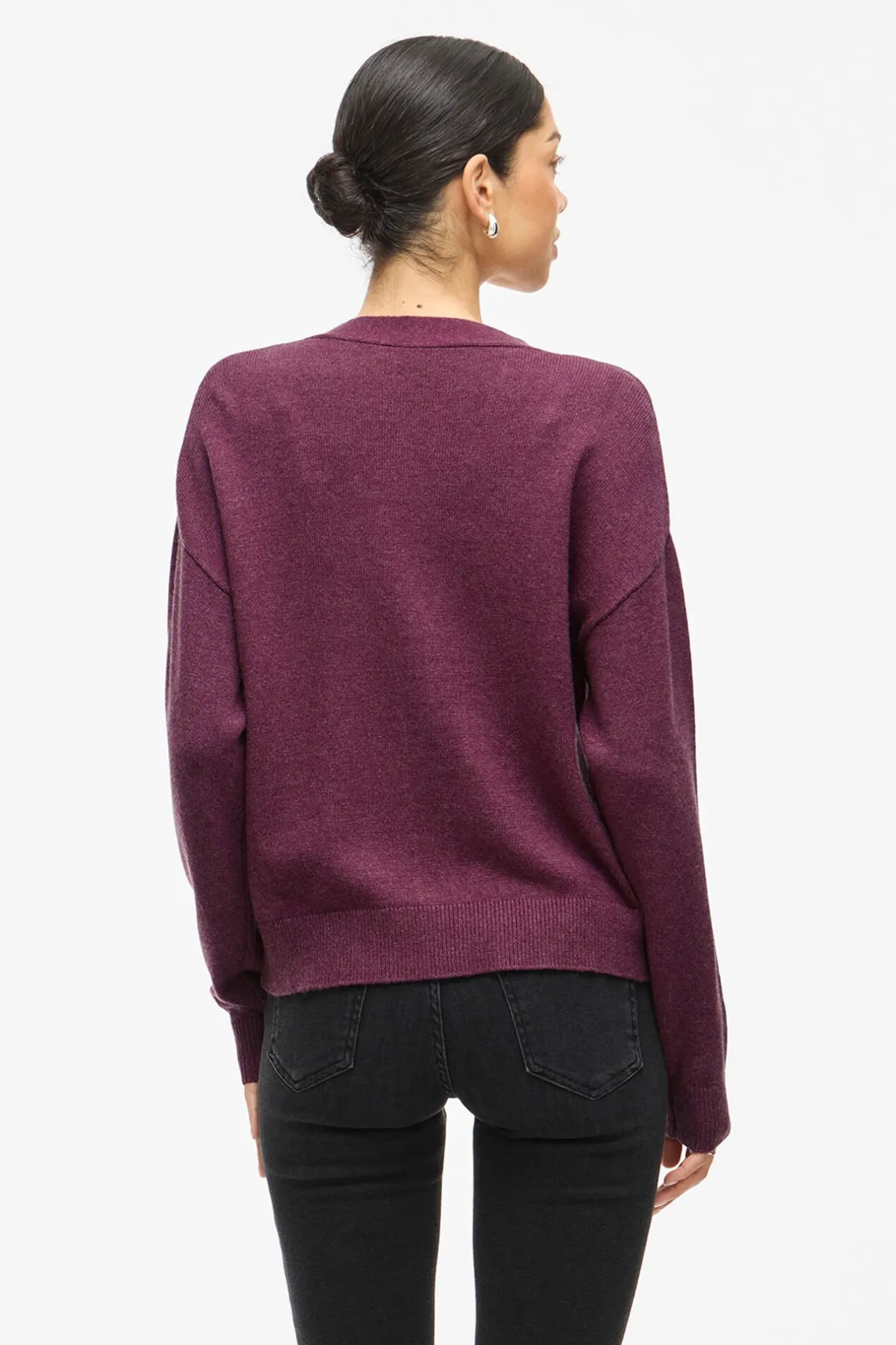 Vila Cárdigan de punto abotonado con viscosa Granate Best