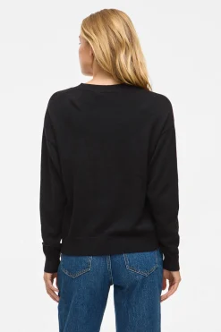 Vila Cárdigan de punto abotonado con viscosa Negro Hot