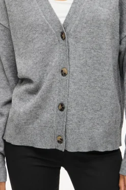 Vila Cárdigan de punto abotonado con viscosa Gris Online
