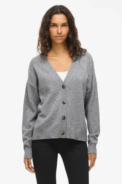 Vila Cárdigan de punto abotonado con viscosa Gris Online