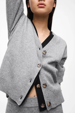 Vila Cárdigan de punto abotonado con viscosa Gris Online