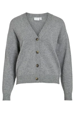 Vila Cárdigan de punto abotonado con viscosa Gris Online