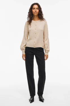 Vila Cárdigan de punto abotonado Beige Discount