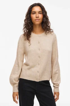 Vila Cárdigan de punto abotonado Beige Discount
