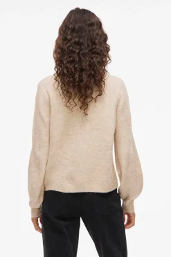 Vila Cárdigan de punto abotonado Beige Discount