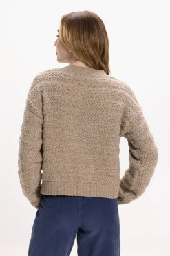 Vila Cárdigan de punto abotonado con lana Marr&oacute;n Clearance