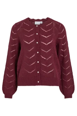 Vila Cárdigan de punto con calados Granate Hot