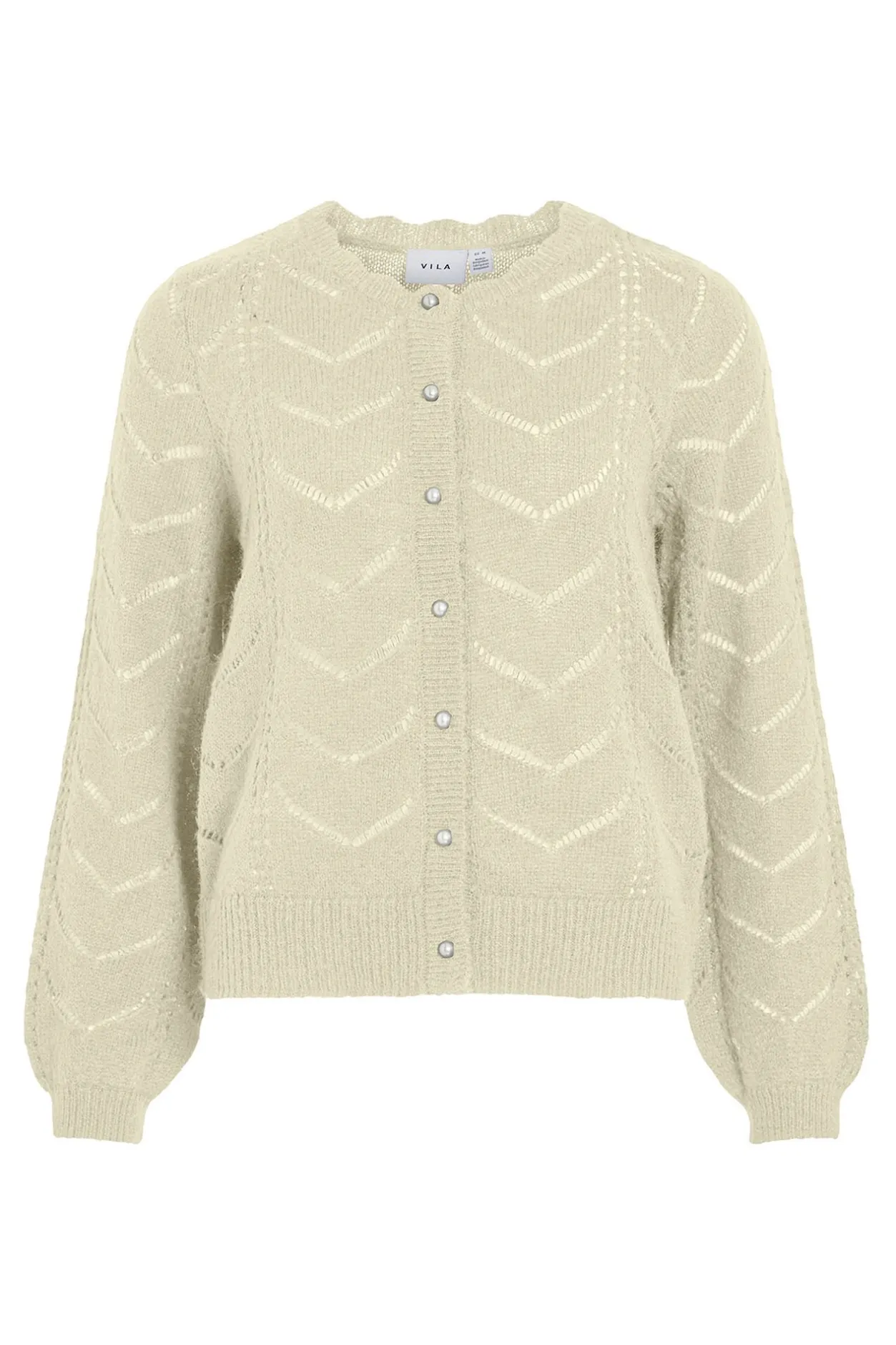 Vila Cárdigan de punto con calados Marfil Clearance