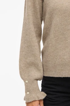 Vila Cárdigan de punto con volantes en puños Marr&oacute;n Sale