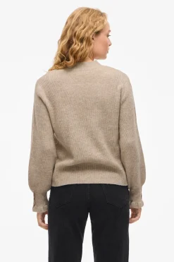 Vila Cárdigan de punto con volantes en puños Marr&oacute;n Sale