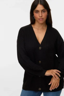 Vero Moda Curve Cárdigan de punto frío talla grande Negro