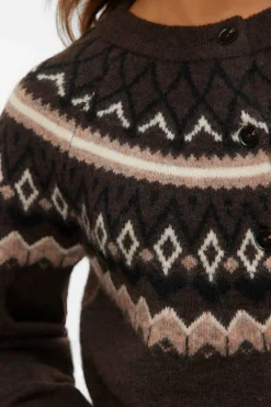 Vero Moda Cárdigan de punto greca Marr&oacute;n oscuro Discount