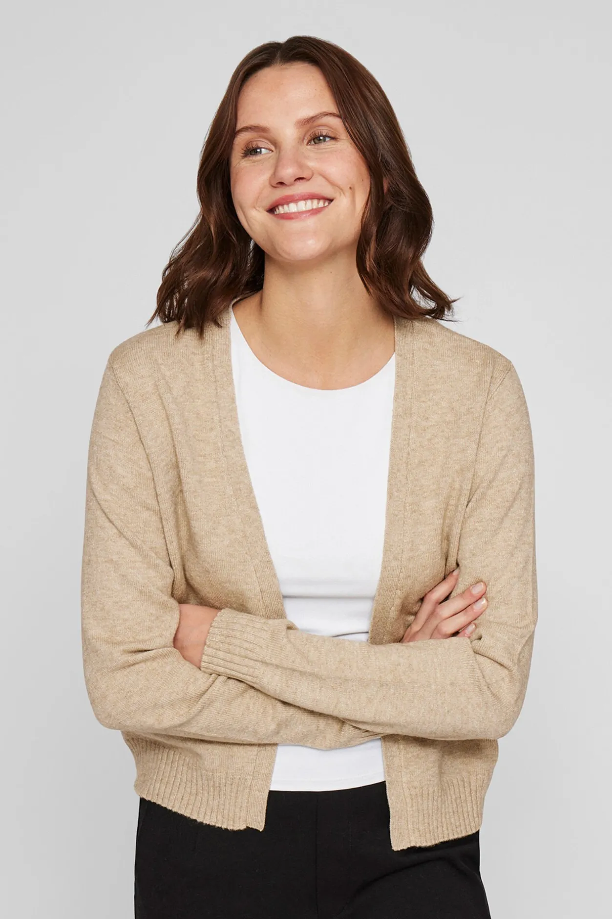 Vila Cárdigan largo de punto con viscosa Marrón Sale