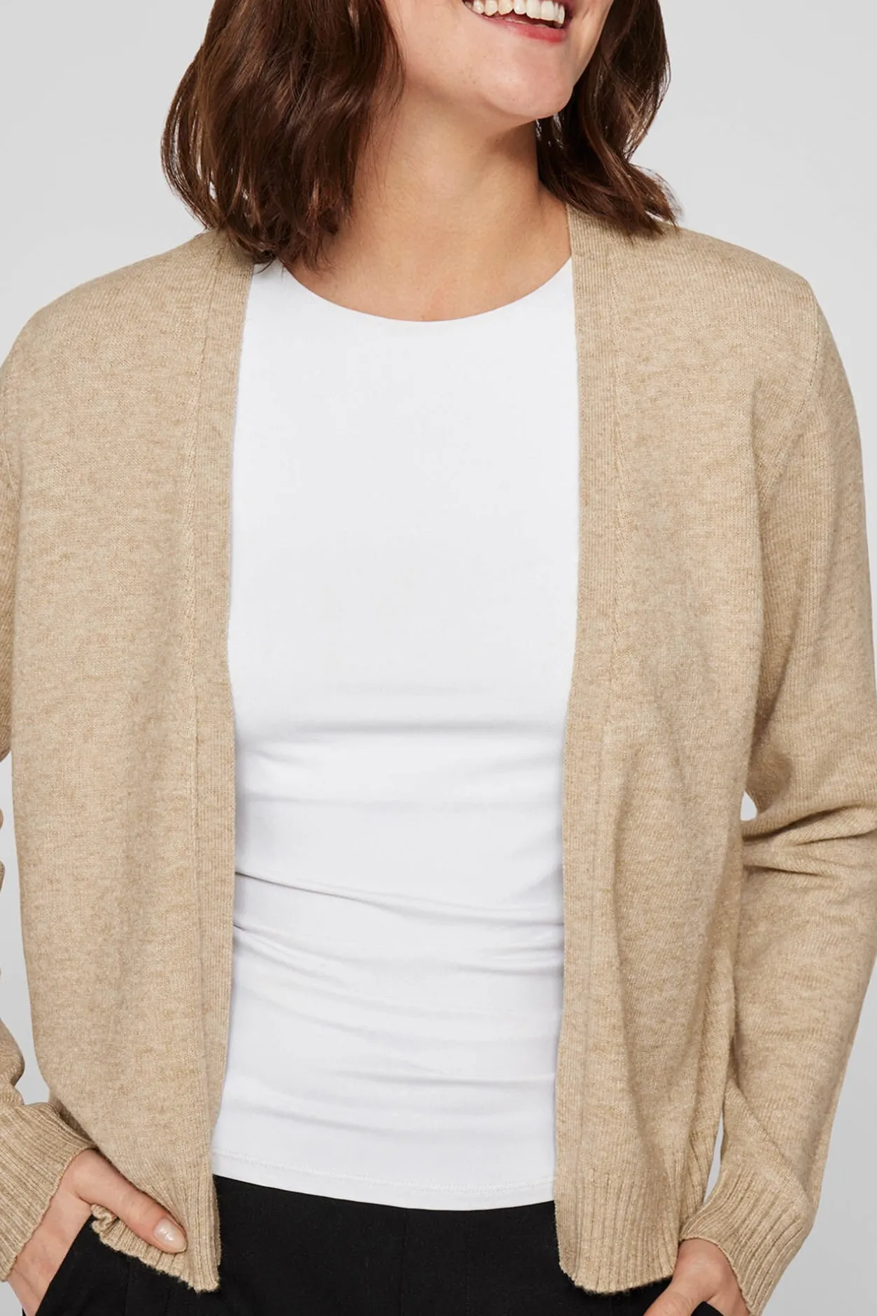 Vila Cárdigan largo de punto con viscosa Marrón Sale