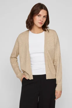 Vila Cárdigan largo de punto con viscosa Marrón Sale