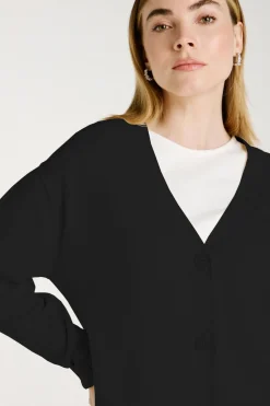 Vila Cárdigan largo de punto con viscosa Negro Outlet